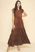 SATIN TIERED MAXI DRESS - 3775DD