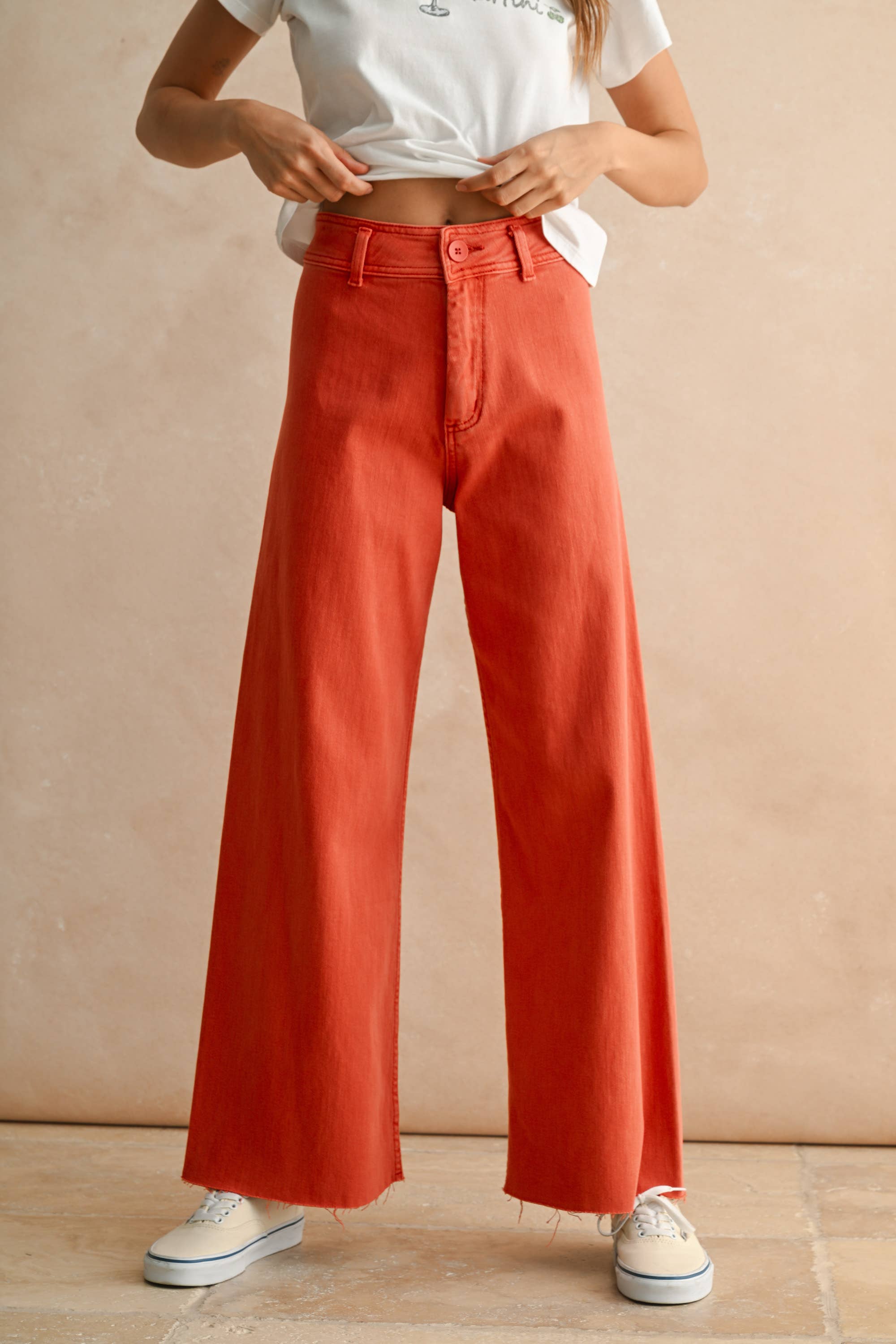MMP623   STRAIGHT WIDE LEG DENIM PANTS
