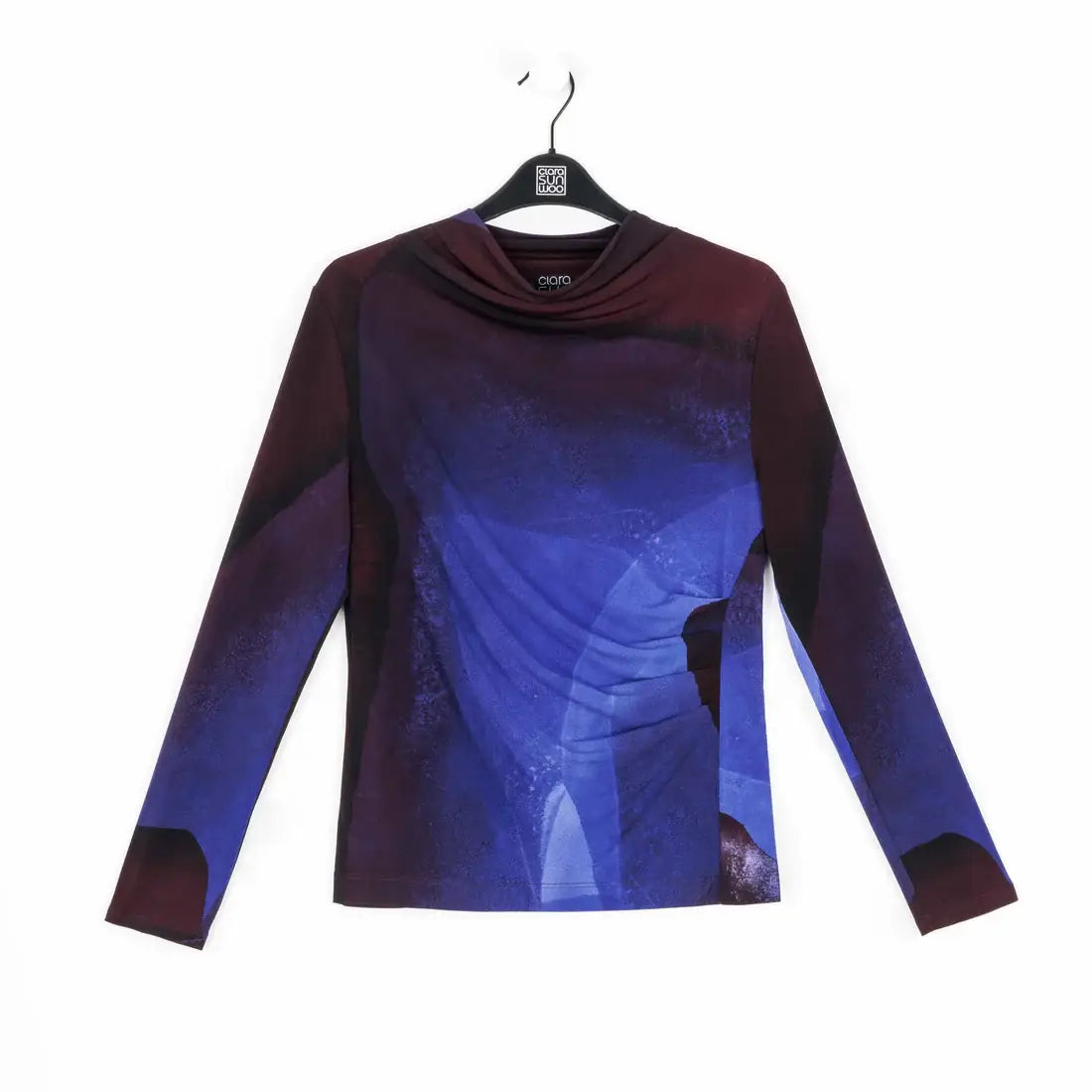 T411P1 - Draped Neck Side Ruched Top