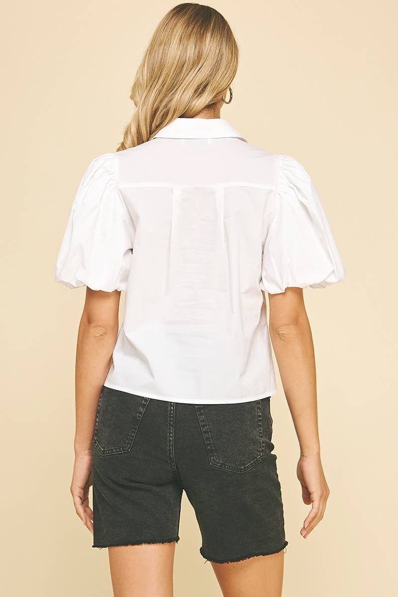 BUBBLE SLEEVE BLOUSE TOP - 5707TB