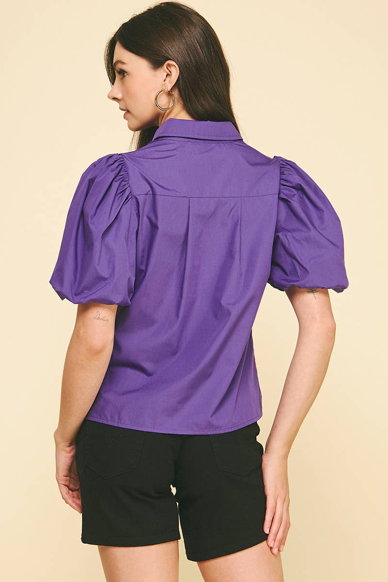BUBBLE SLEEVE BLOUSE TOP - 5707TB