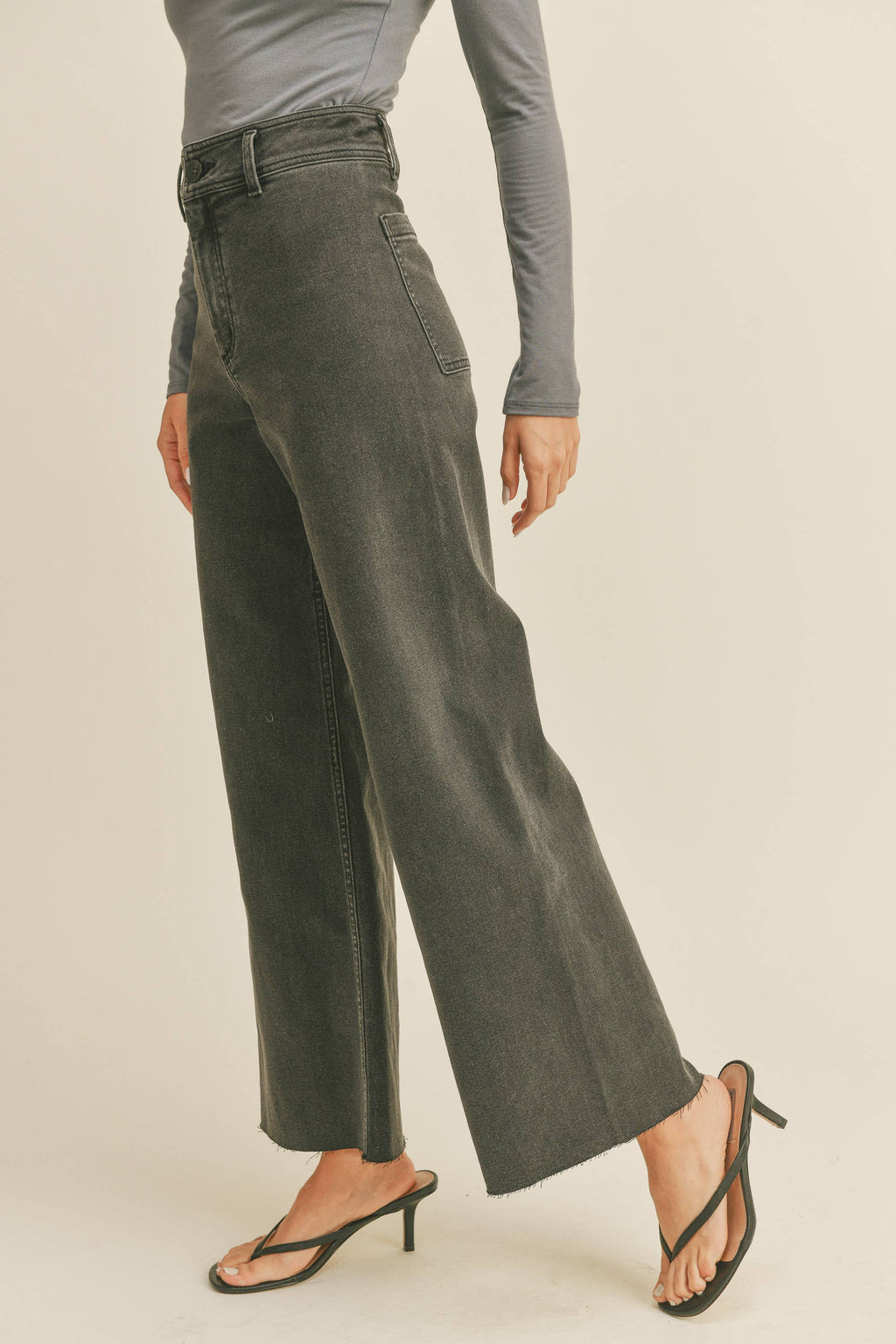 MMP623   STRAIGHT WIDE LEG DENIM PANTS