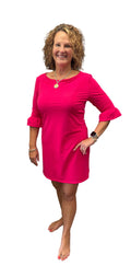 Nancy 3/4 ruffle sleeve Dress