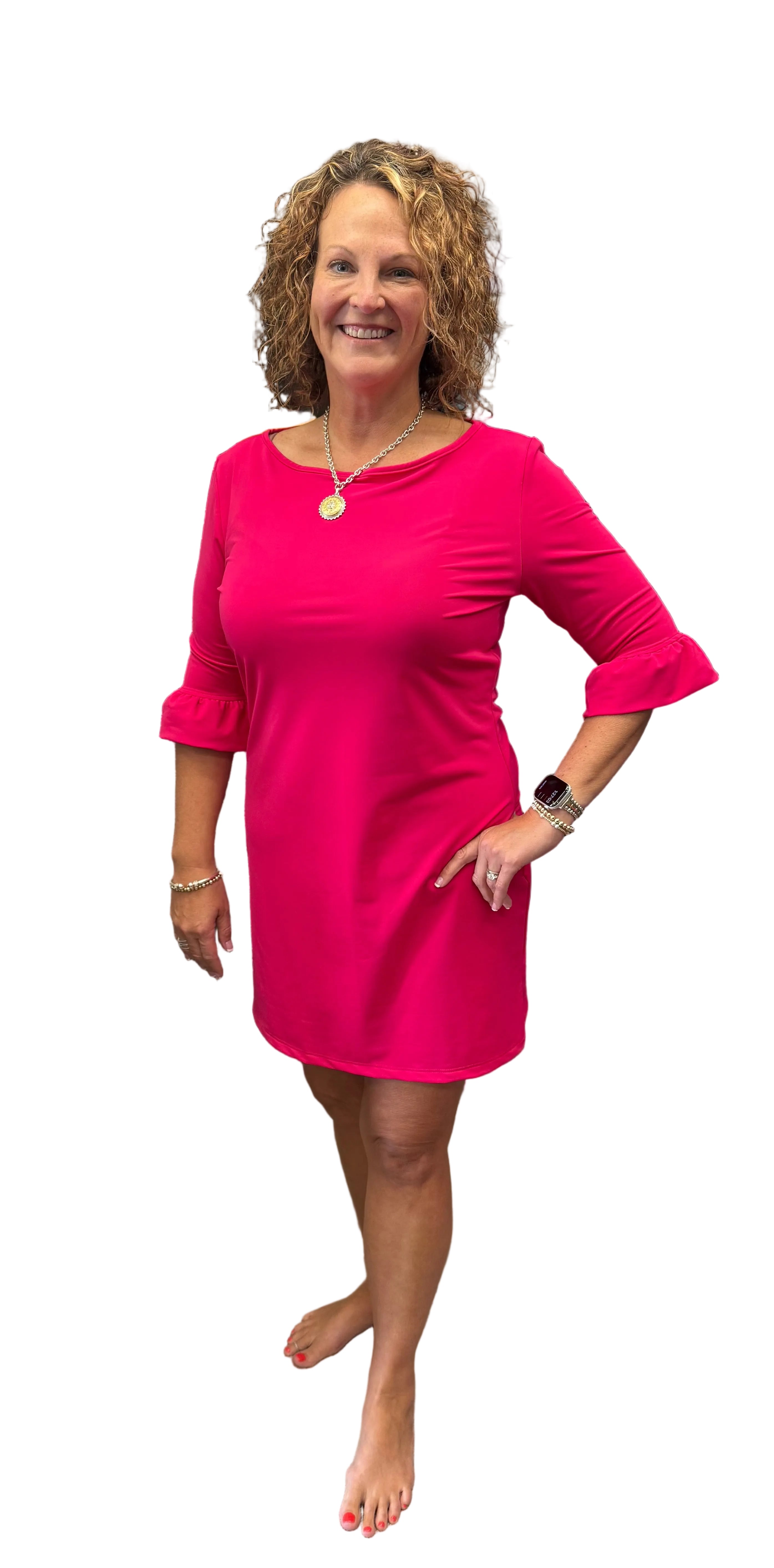 Nancy 3/4 ruffle sleeve Dress