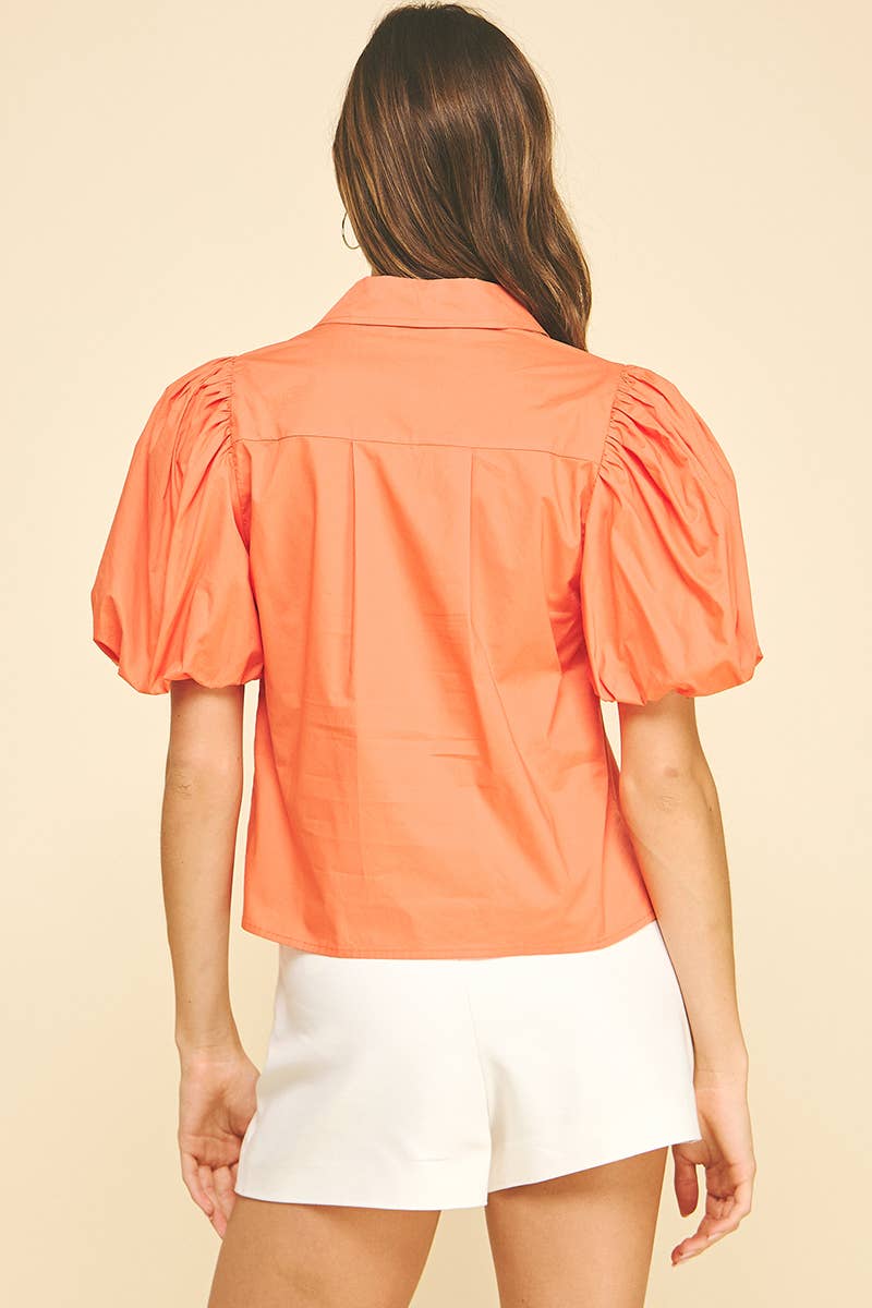 BUBBLE SLEEVE BLOUSE TOP - 5707TB