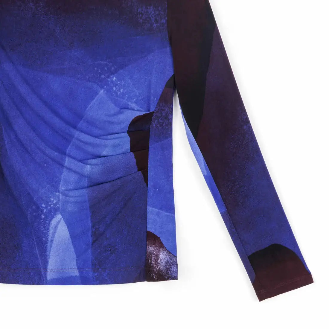 T411P1 - Draped Neck Side Ruched Top
