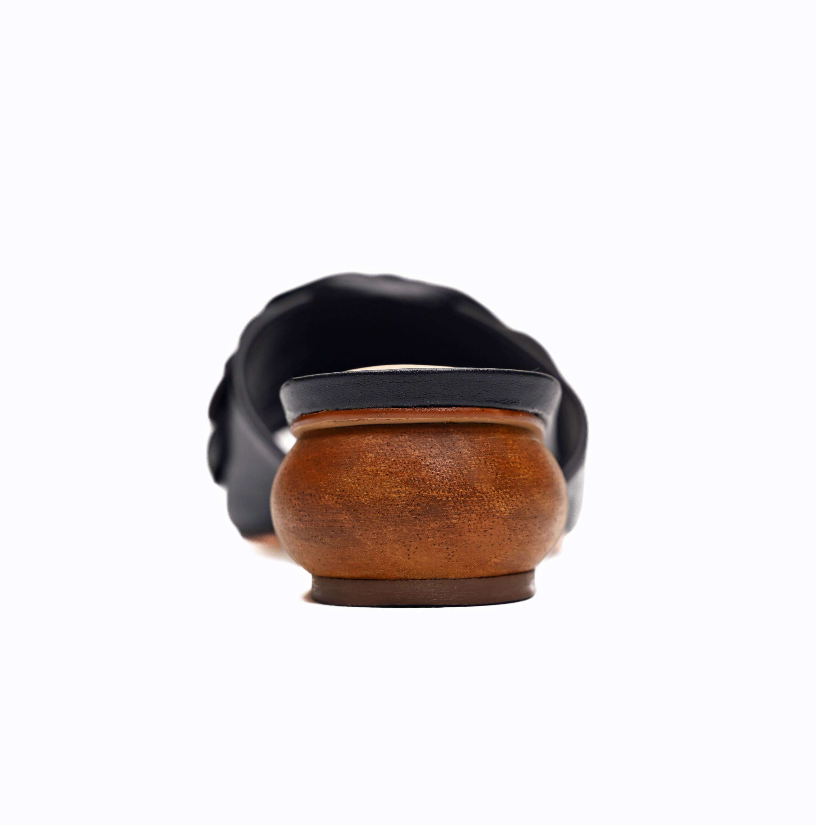 Rose Flower Wood Heel Leather Slide