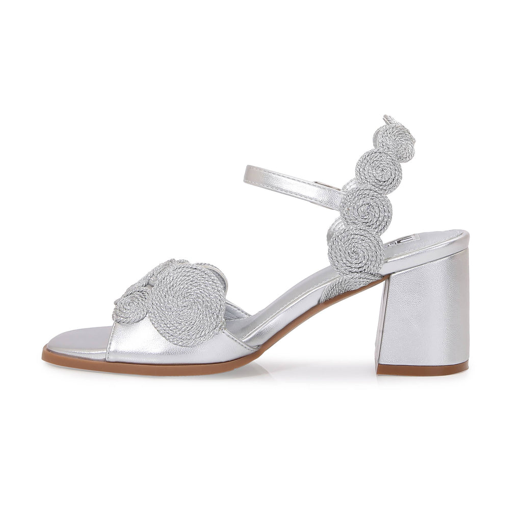 Valerie Embroidery Circles Block Heel Sandal