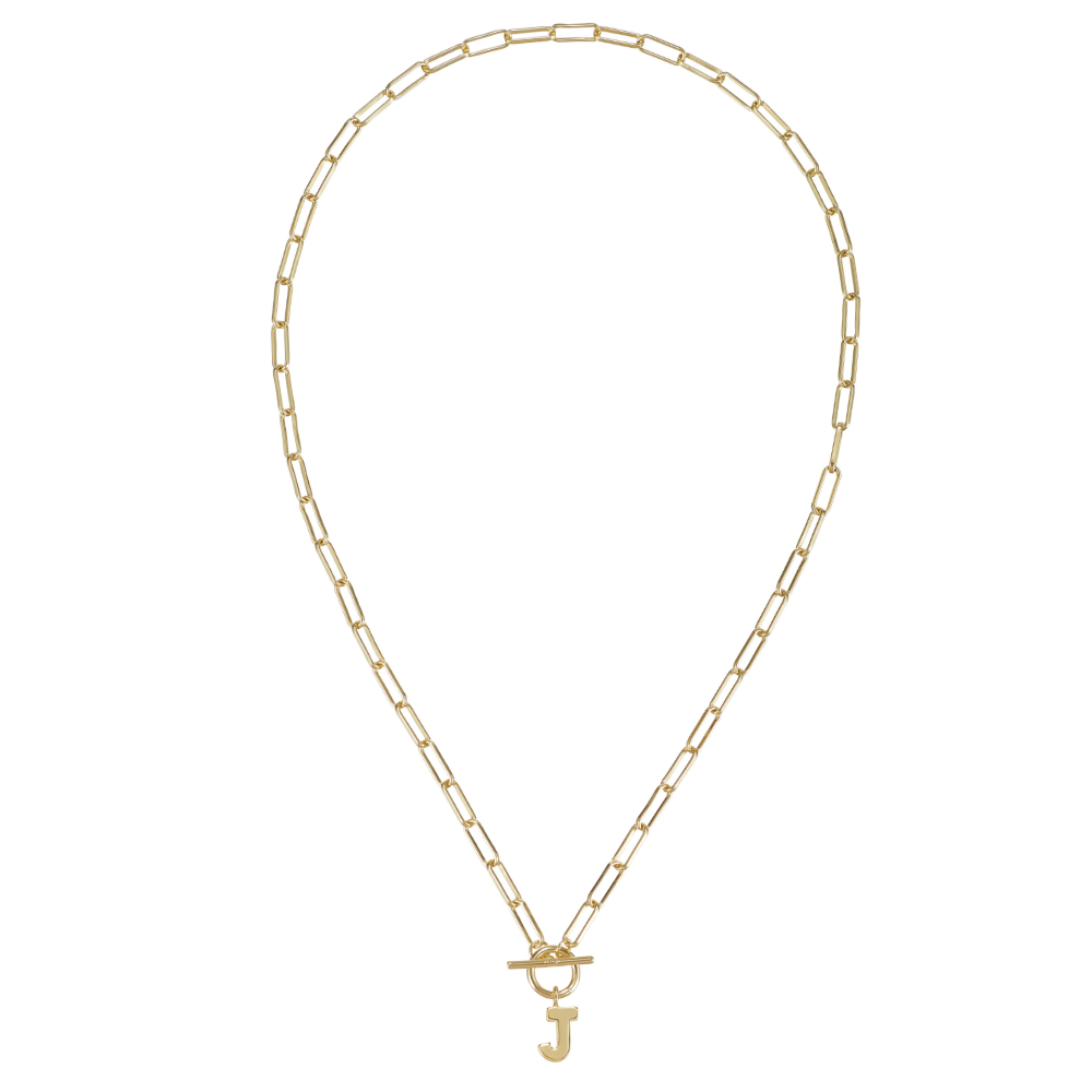 Toggle Initial Necklace in Gold - J