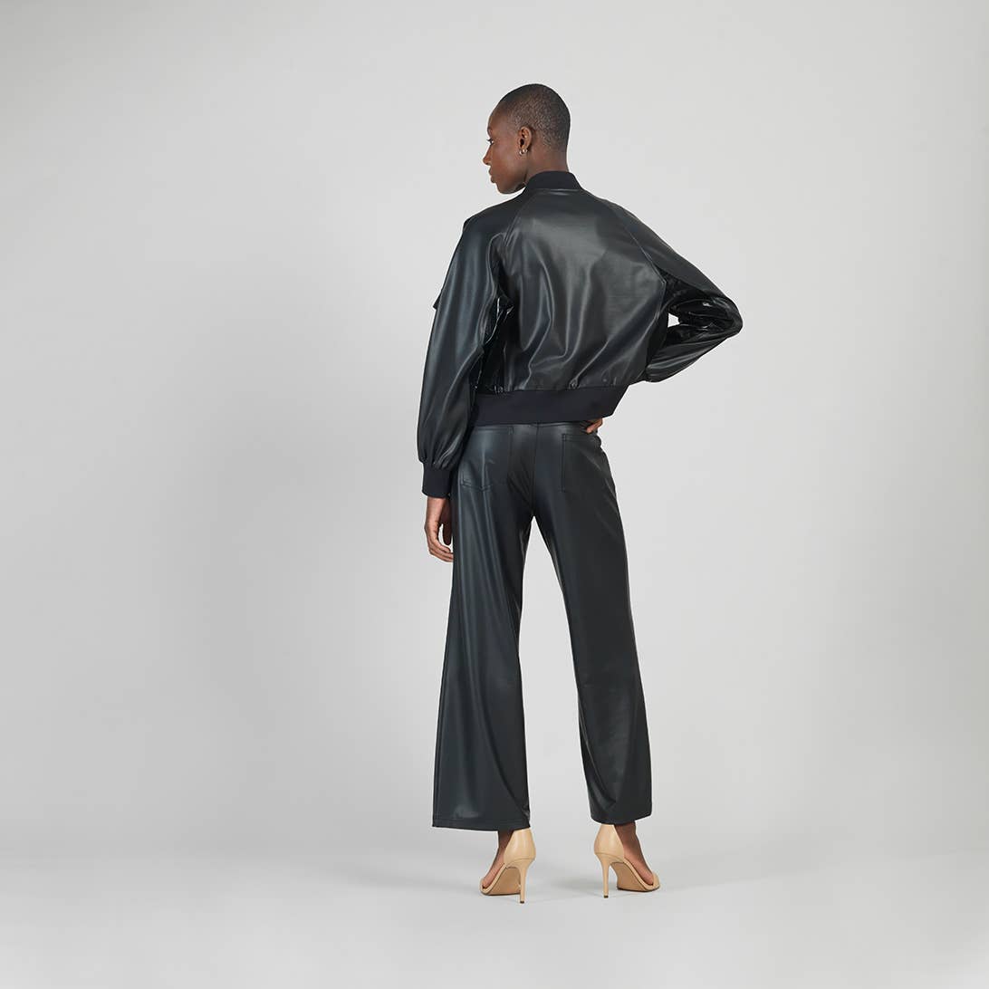 JKBOMH - Liquid Leather™ + Vinyl Panel Varsity Bomber Jacket