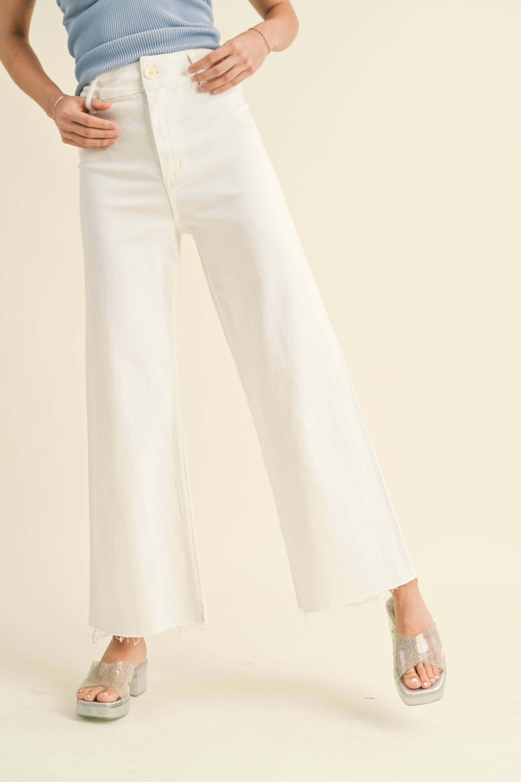 MMP623   STRAIGHT WIDE LEG DENIM PANTS