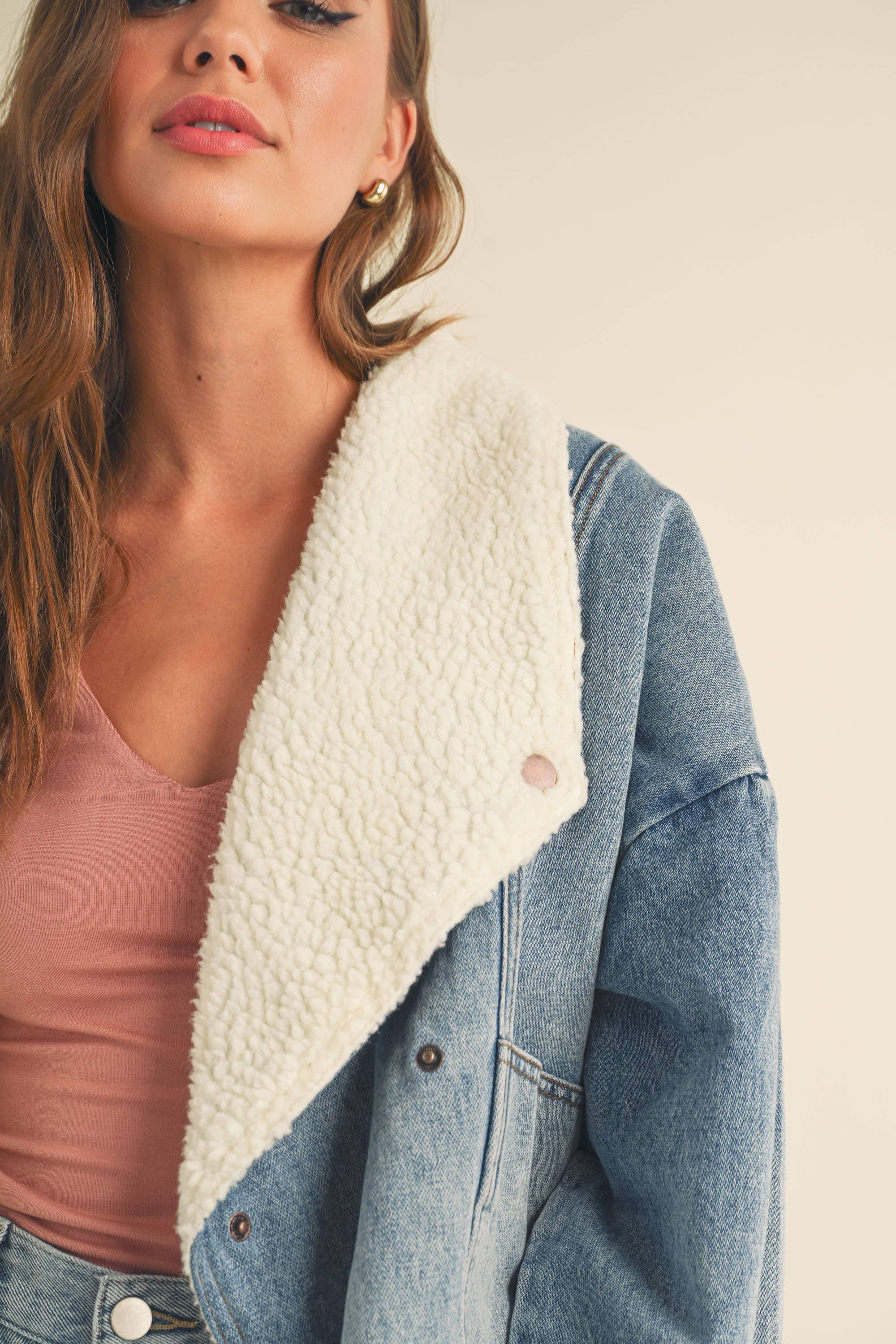 J2766   SHERPA LINED DENIM JACKET