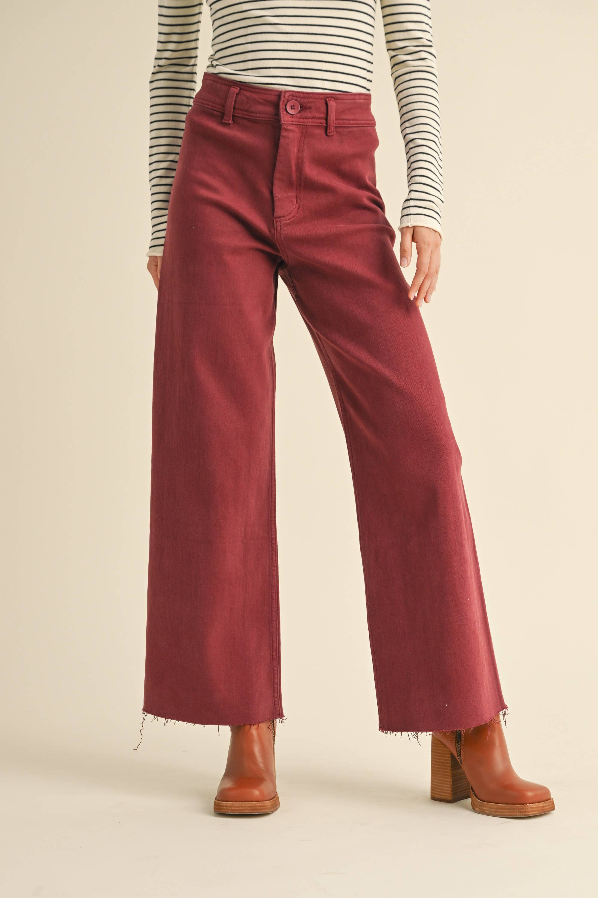 MMP623   STRAIGHT WIDE LEG DENIM PANTS