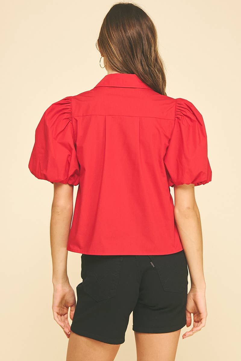 BUBBLE SLEEVE BLOUSE TOP - 5707TB