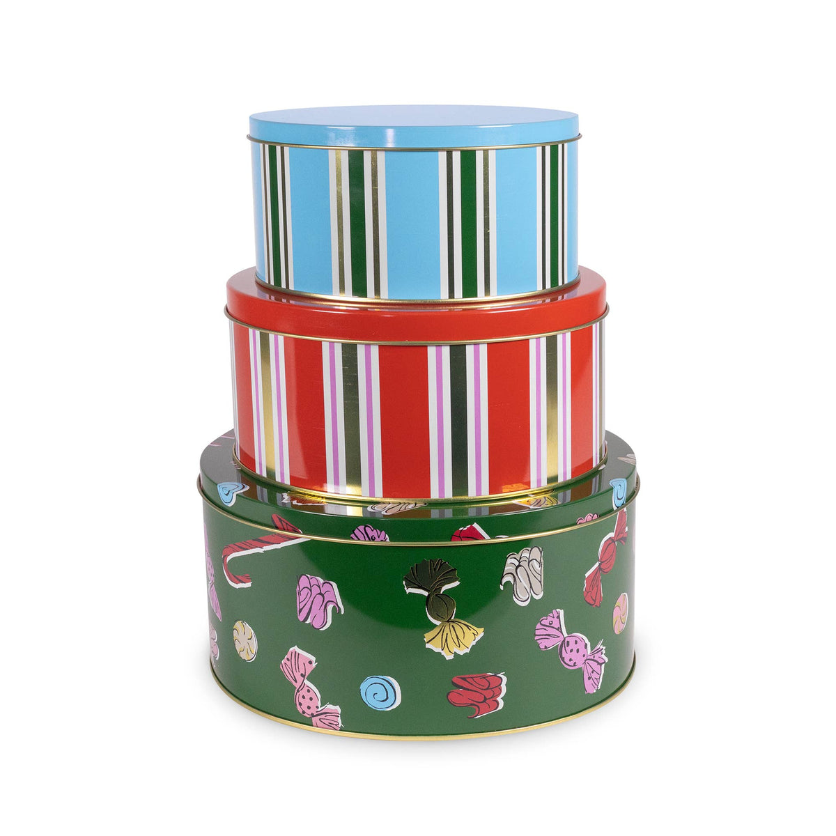Round Cookie Tin Set of 3, Holiday Sweets