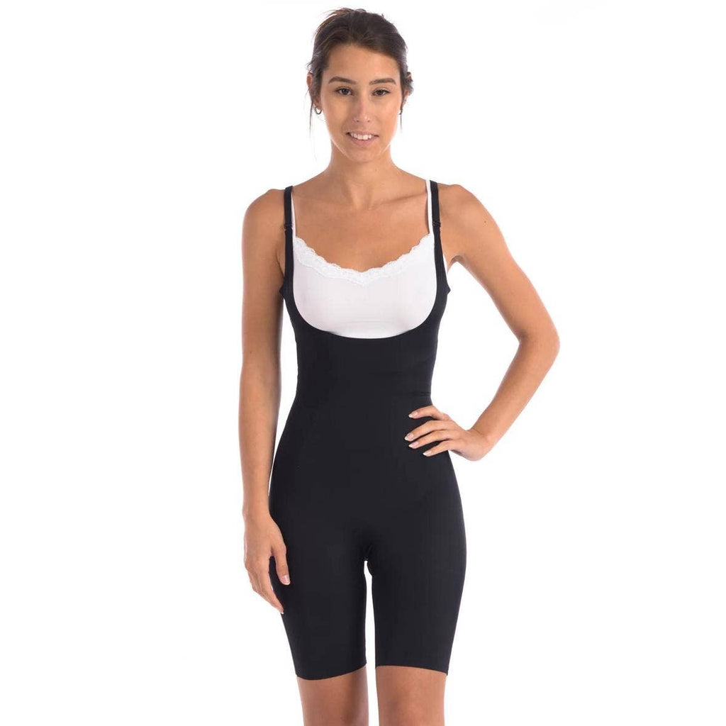 Wear Your Own Bra Bodysuit Shaper with Targeted Double Front Panel Nude
