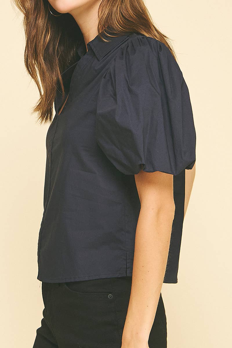 BUBBLE SLEEVE BLOUSE TOP - 5707TB