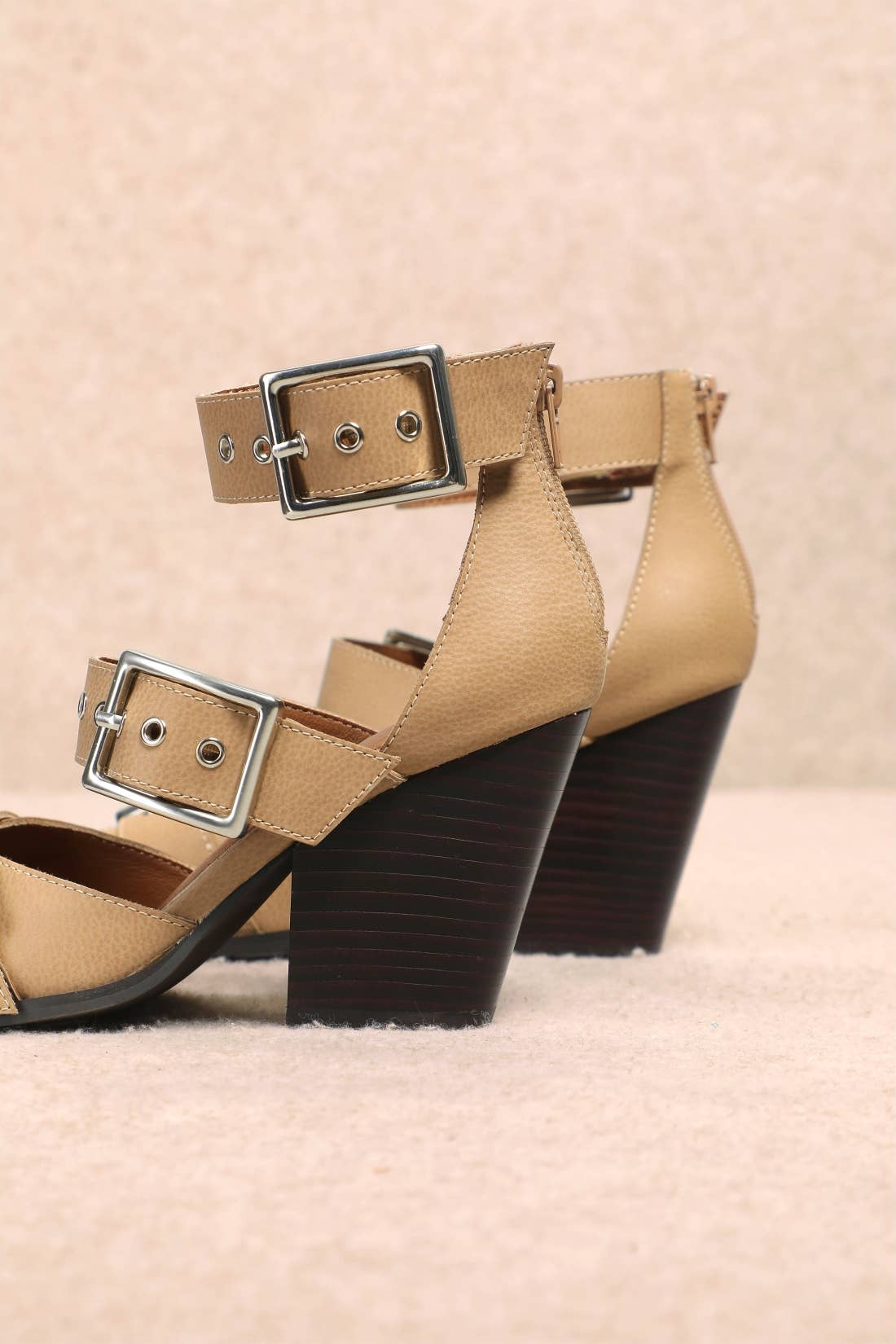 HENDRIX TRIPLE BELT STRAP POINTED TOE BLOCK HEELS