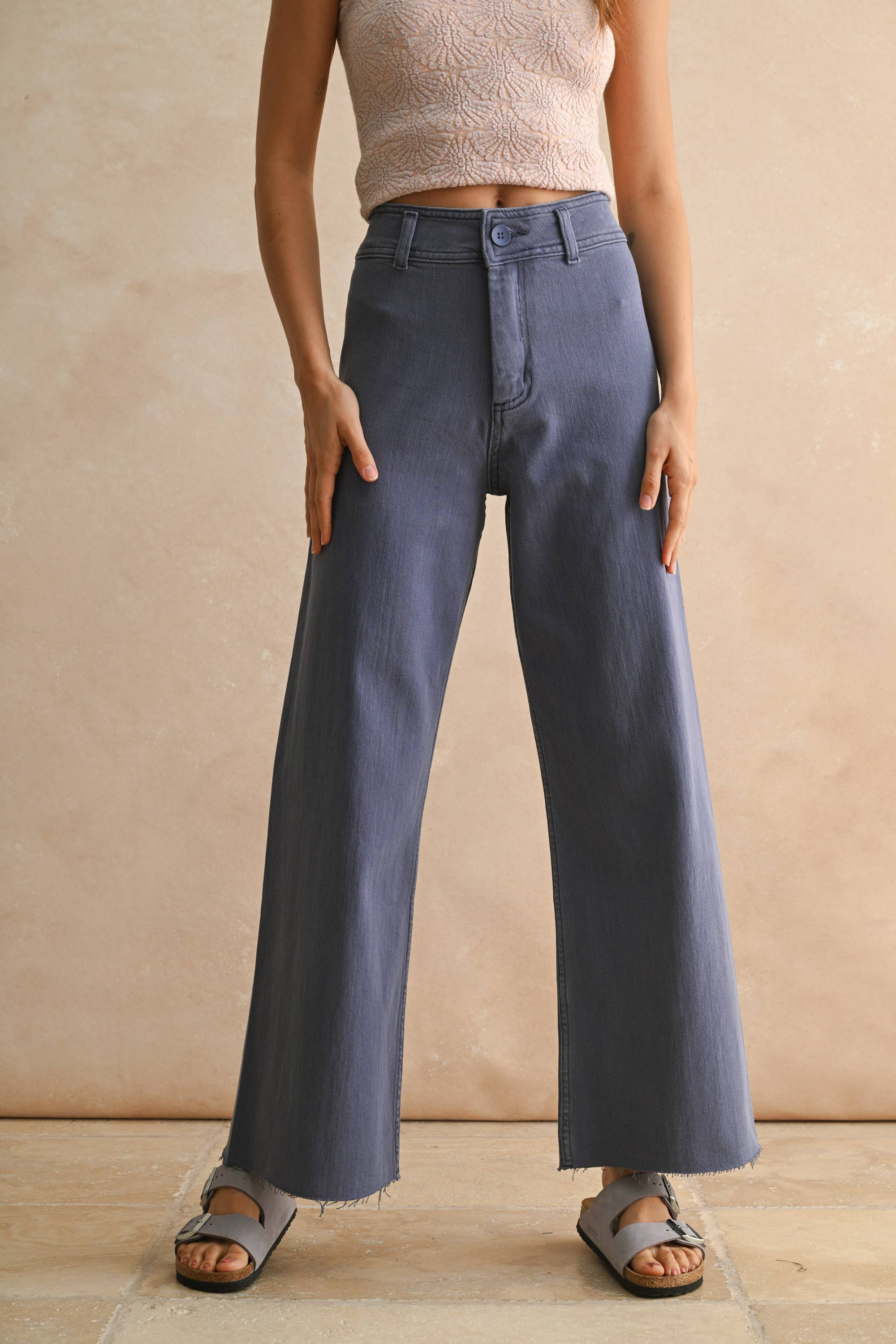 MMP623   STRAIGHT WIDE LEG DENIM PANTS