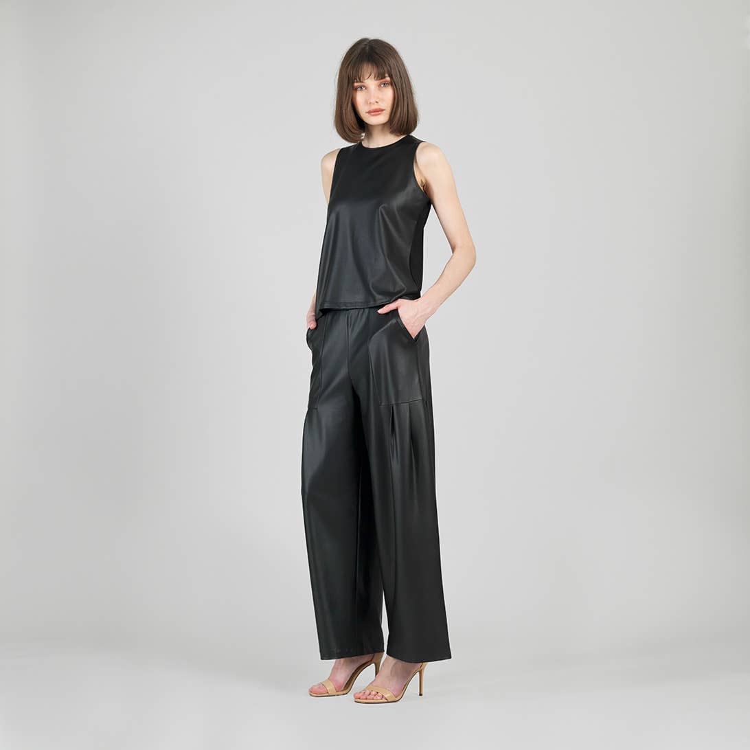 TK24LR - Liquid Leather™ Sheen Two-Tone Jewel Neck Tank