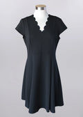 Black Scallop Neck Dress