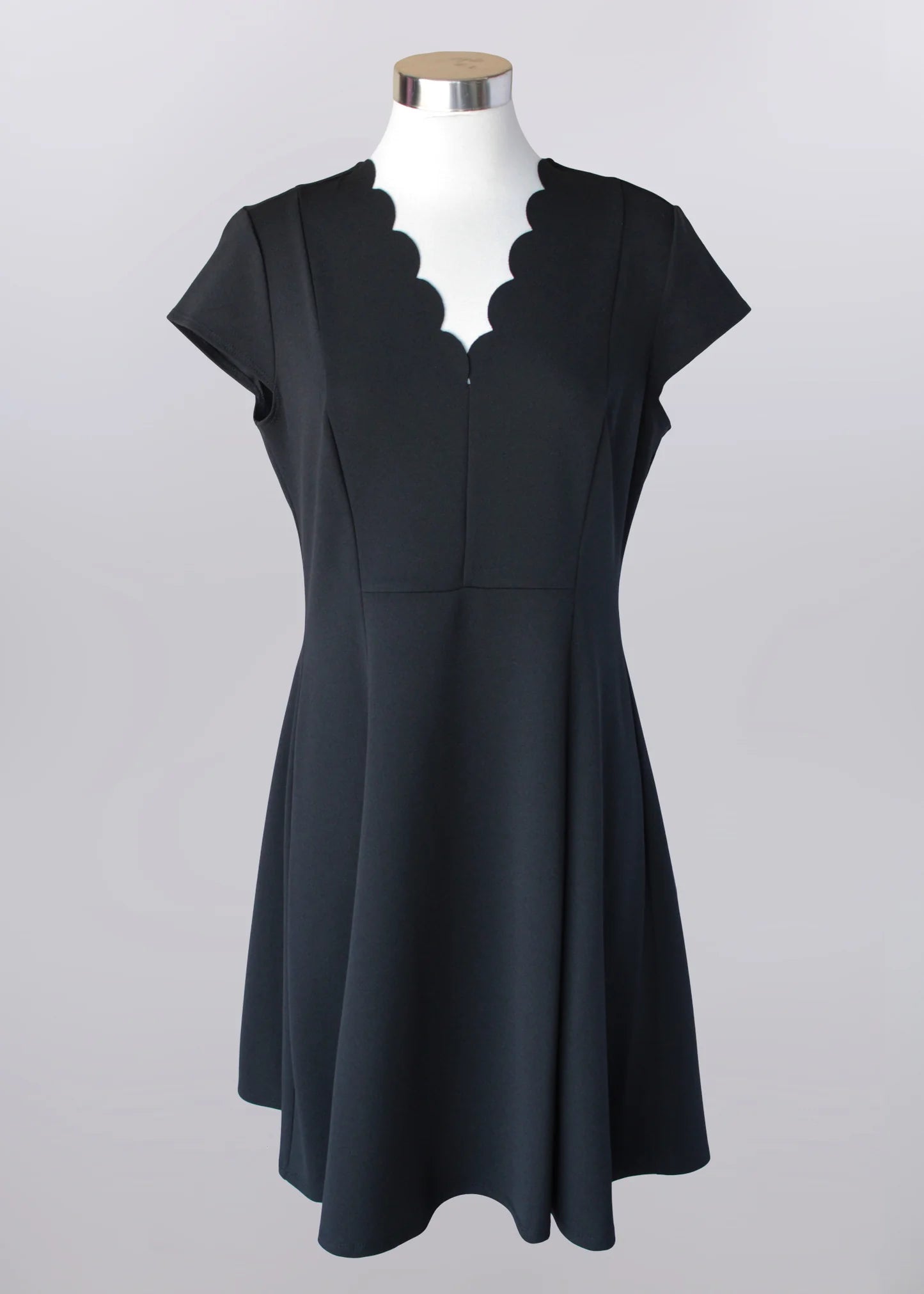 Black Scallop Neck Dress