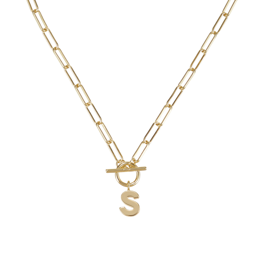 Toggle Initial Necklace in Gold - S