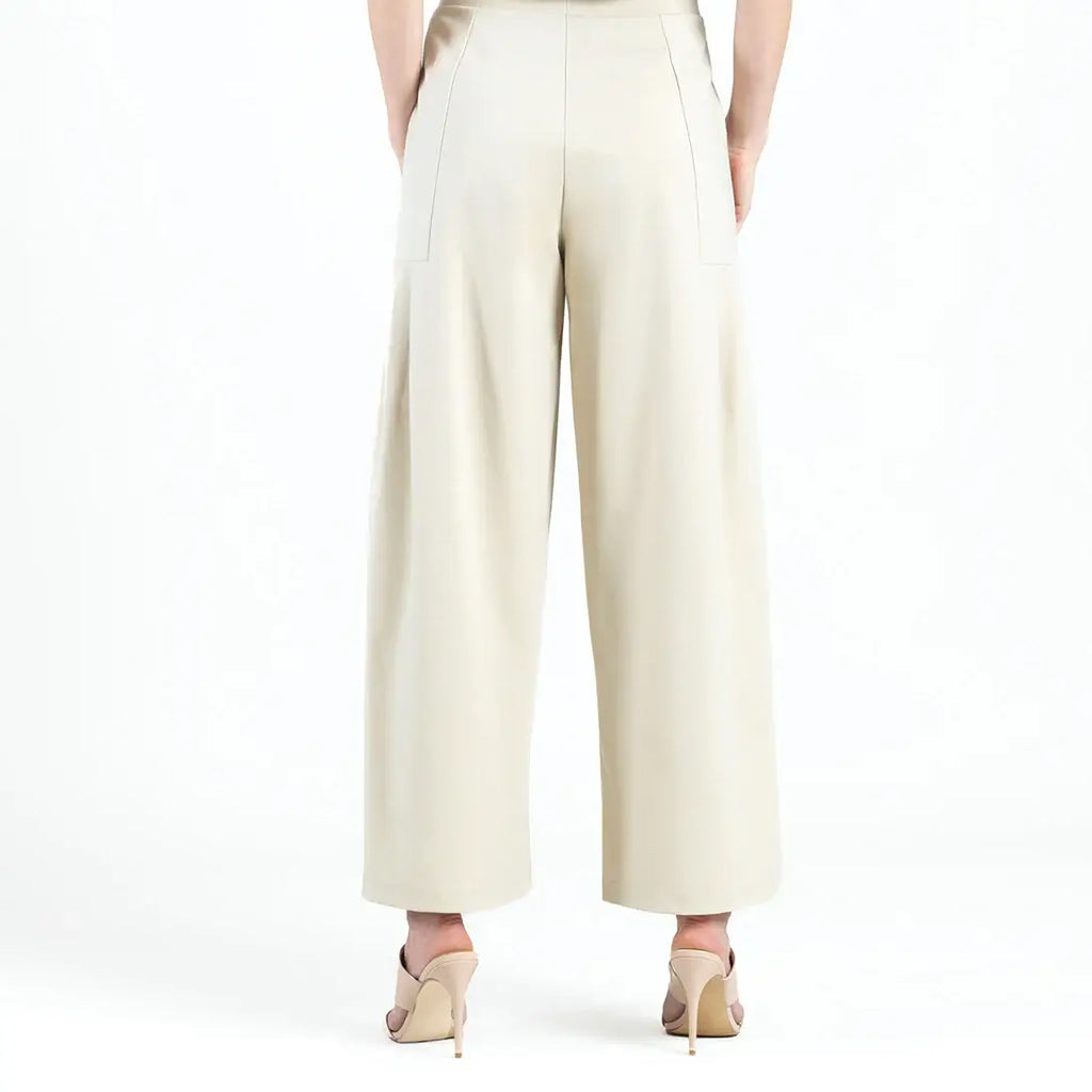 PT70RA - Rayon-Ponte Knit - Pleated Wide Leg Pocket Pant