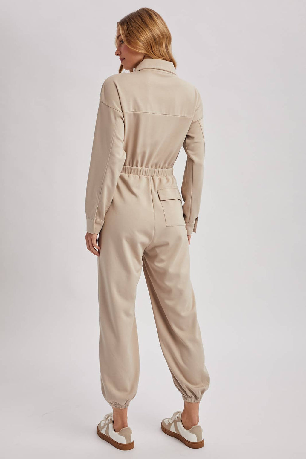 ZIP-UP COLLARED JOGGER JUMPSUIT