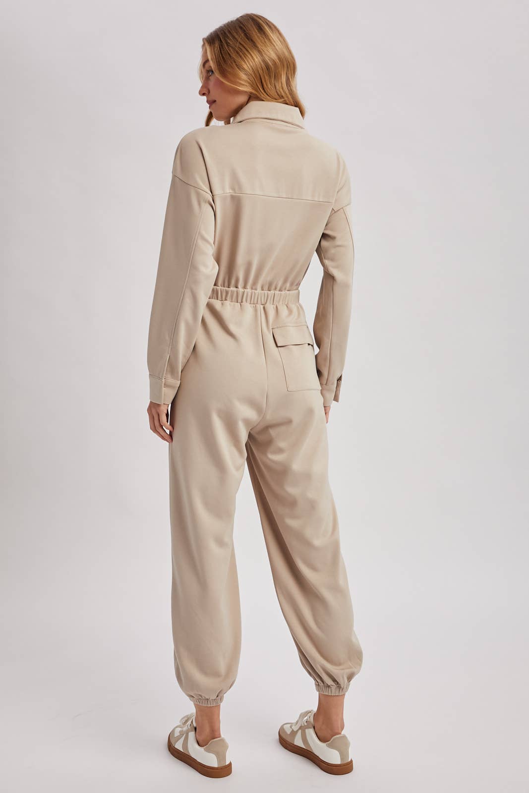 ZIP-UP COLLARED JOGGER JUMPSUIT