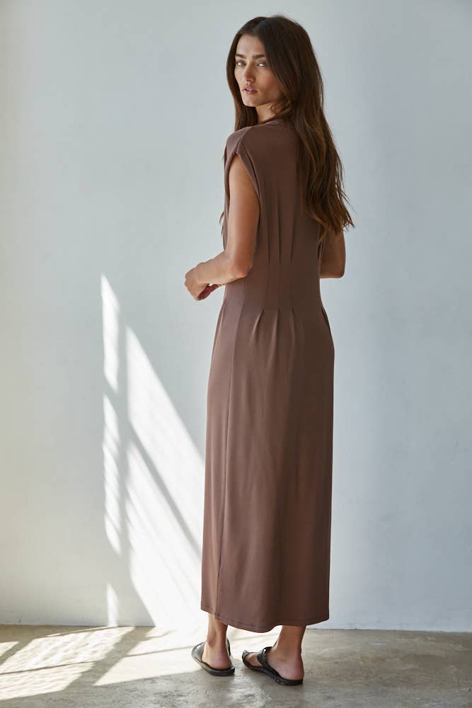 L9118 | Knit DTY brushed Jersey Round Neck Short Sleeve Midi