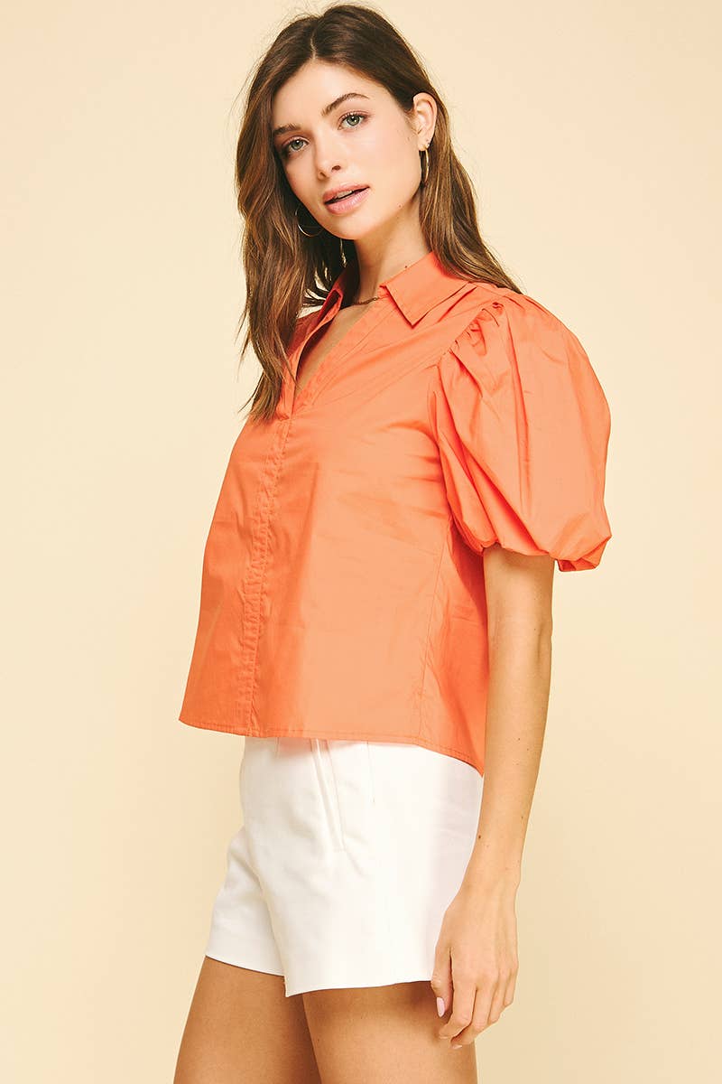 BUBBLE SLEEVE BLOUSE TOP - 5707TB