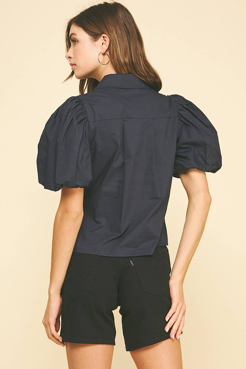 BUBBLE SLEEVE BLOUSE TOP - 5707TB