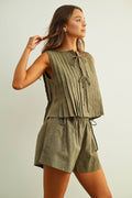 P6060ST   ELASTIC BAND WAIST WITH TIED ON THE SIDE SHORTS