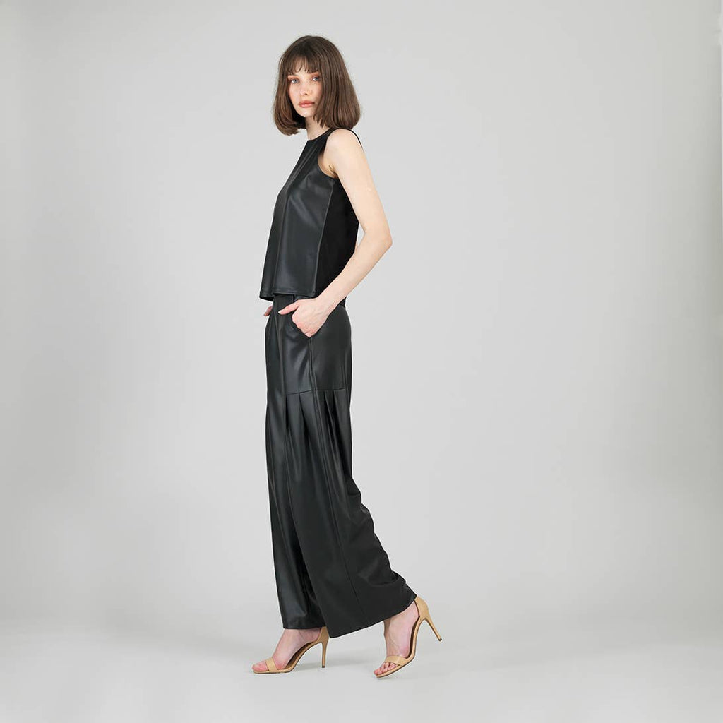 TK24LR - Liquid Leather™ Sheen Two-Tone Jewel Neck Tank