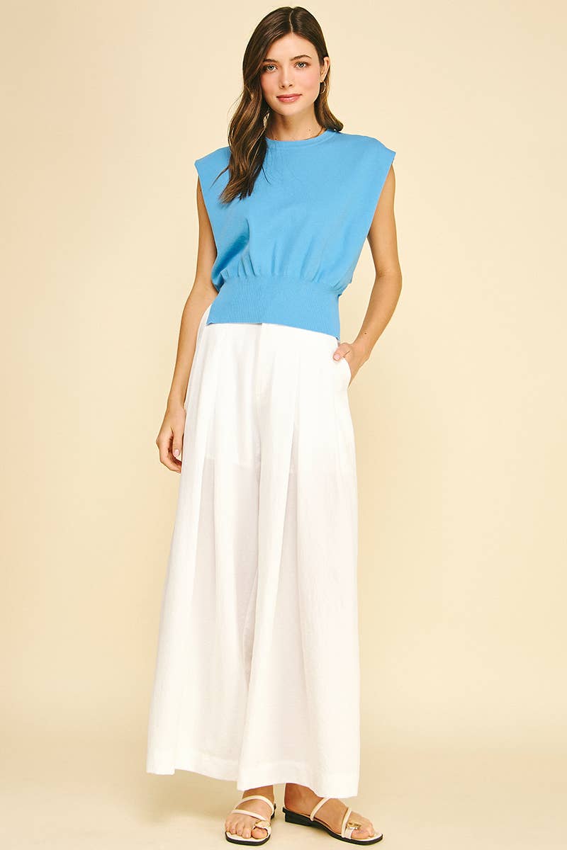 CAP SLEEVE SWEATER WITH TIE DETAIL AT BACK - 7033WJ