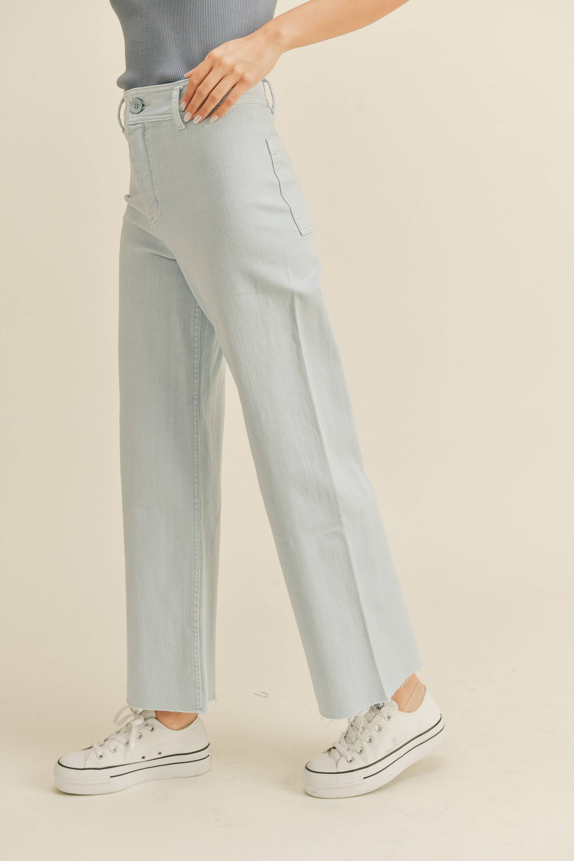 MMP623   STRAIGHT WIDE LEG DENIM PANTS