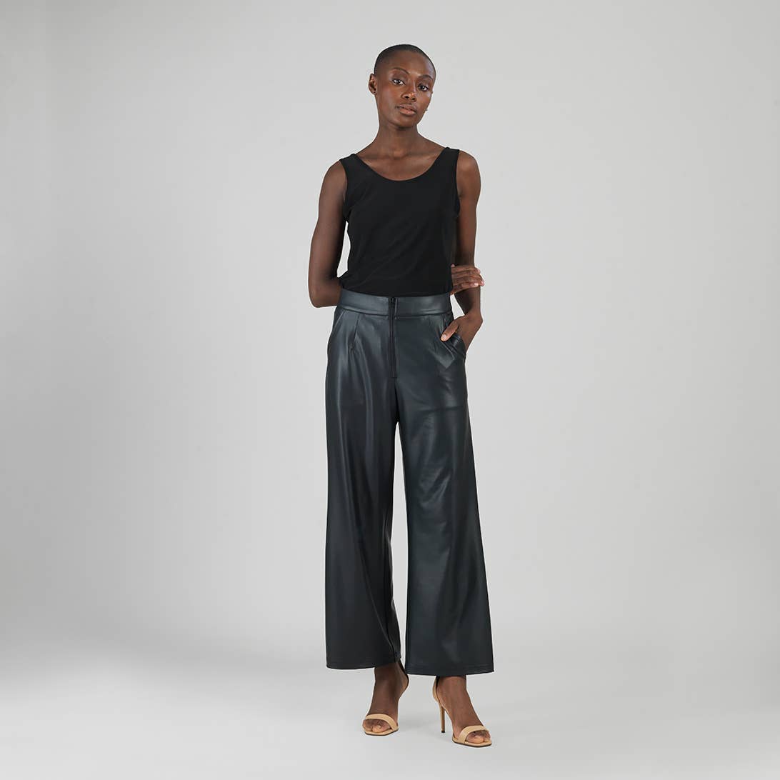 PT81L - Liquid Leather™ - Sheen Zip Closure Loose Leg Pant