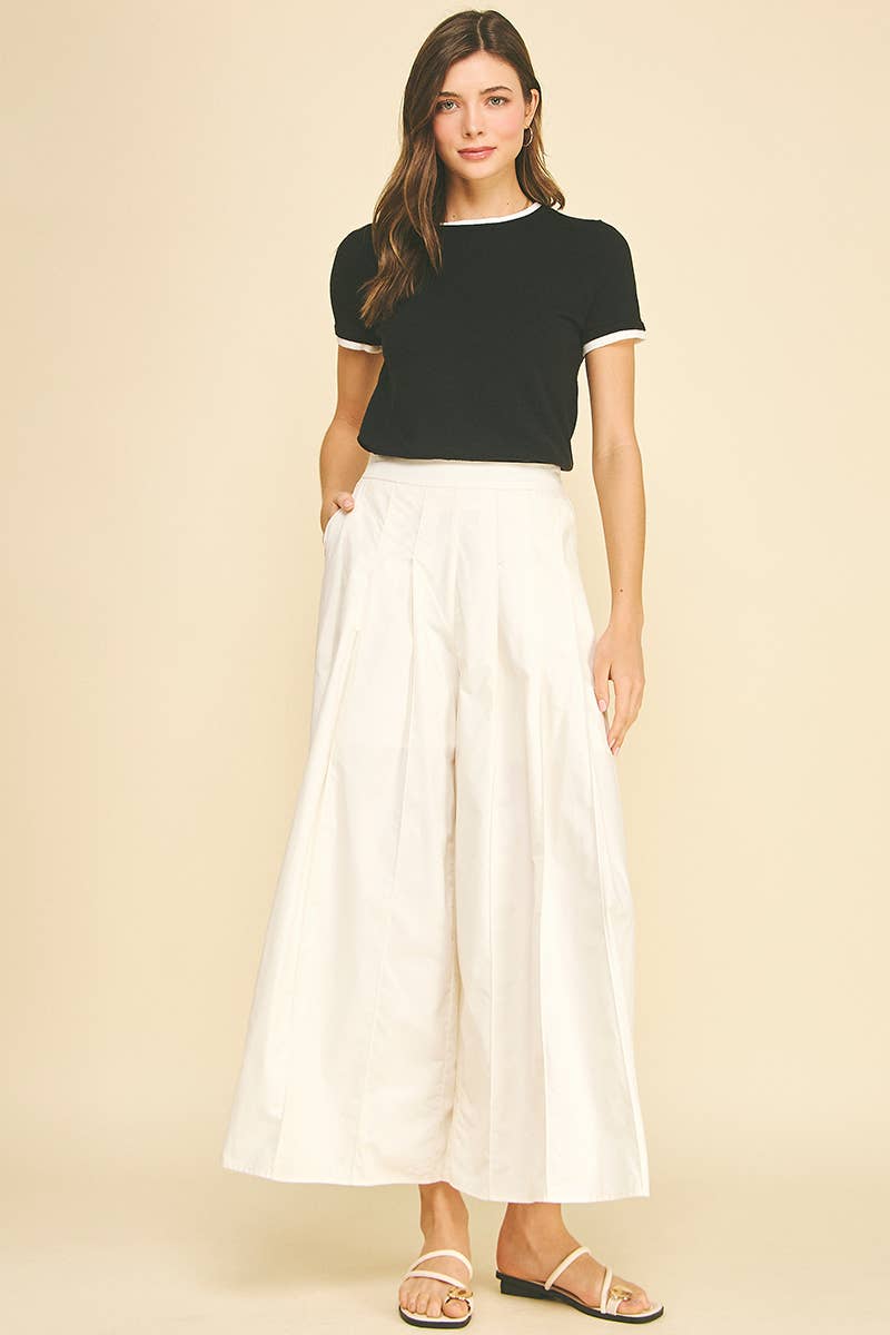 PLEATED WIDE LEG PANTS - 6878B