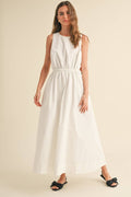D4487   OPEN BACK DETAIL WOVEN DRESS