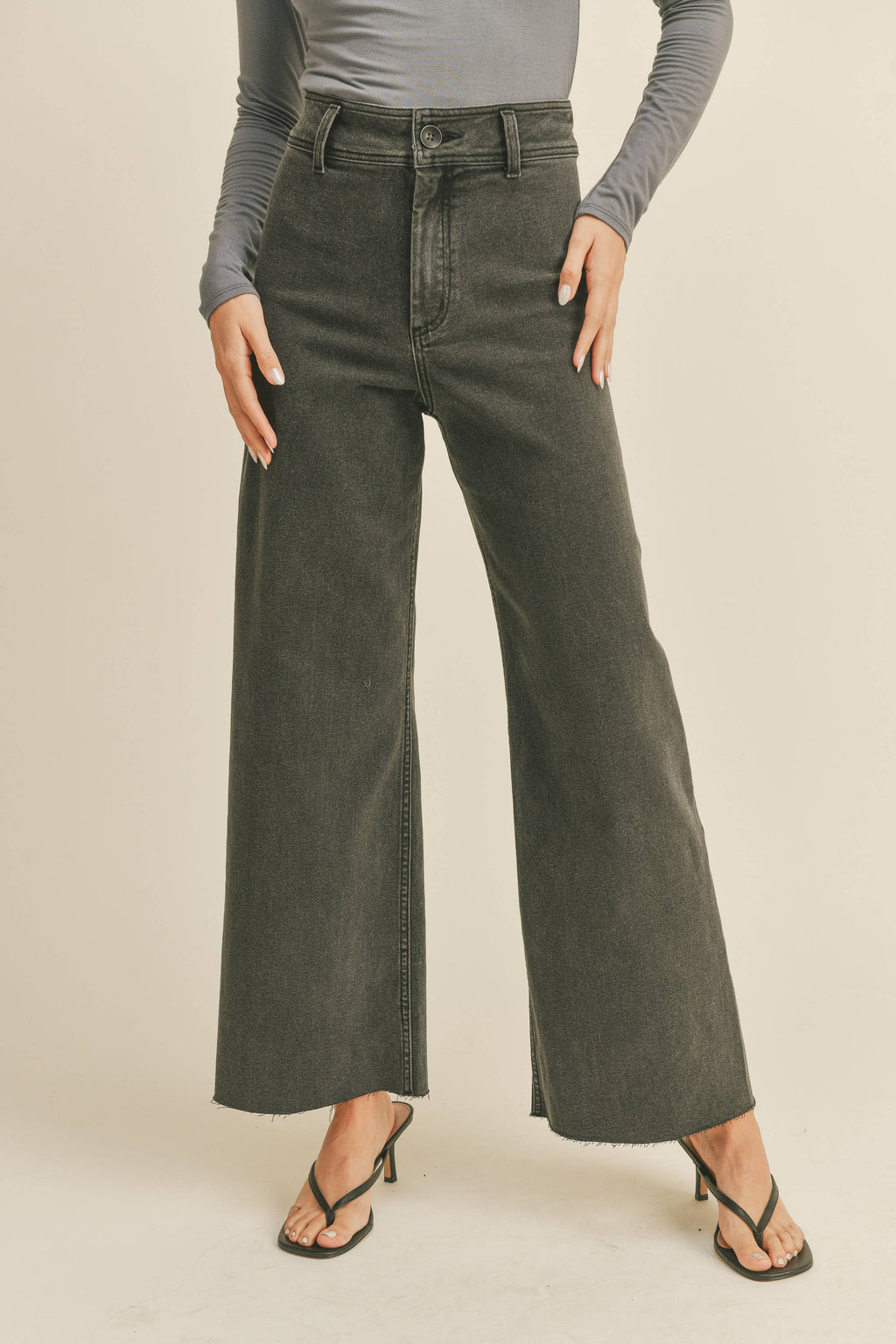MMP623   STRAIGHT WIDE LEG DENIM PANTS