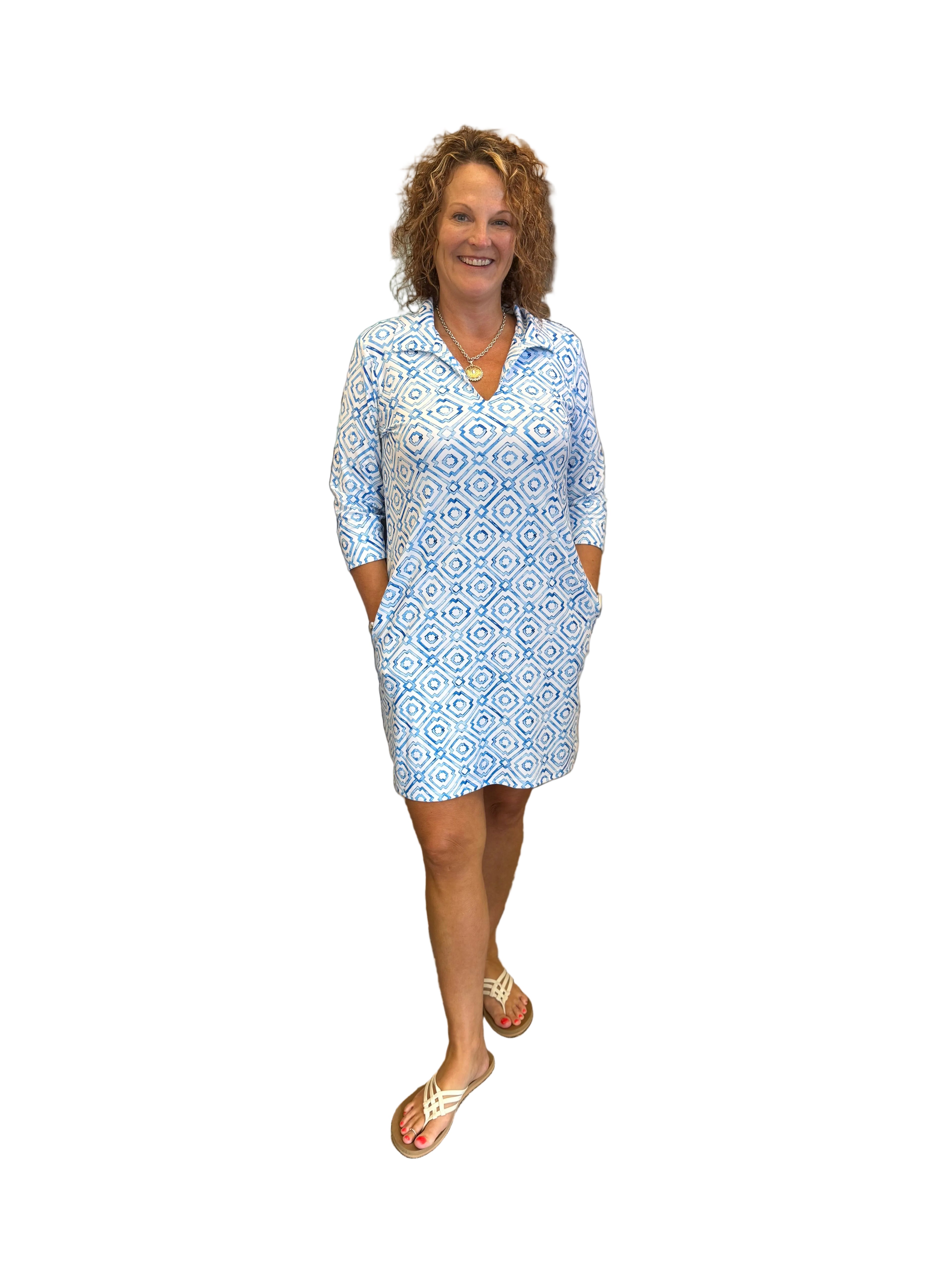 Pia Polo Dress with Slit Neck and pockets in Morocco