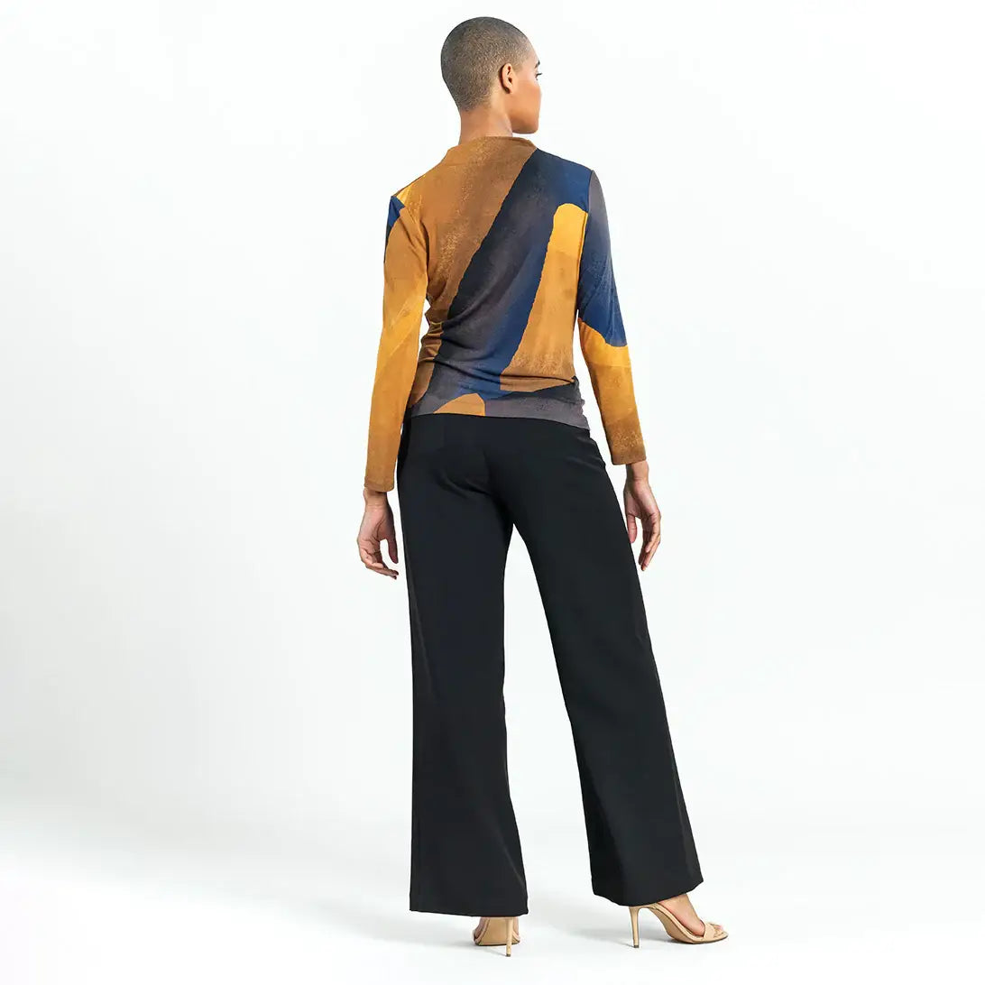 T411P1 - Draped Neck Side Ruched Top