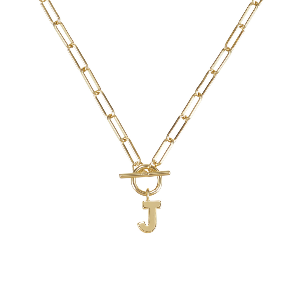 Toggle Initial Necklace in Gold - J