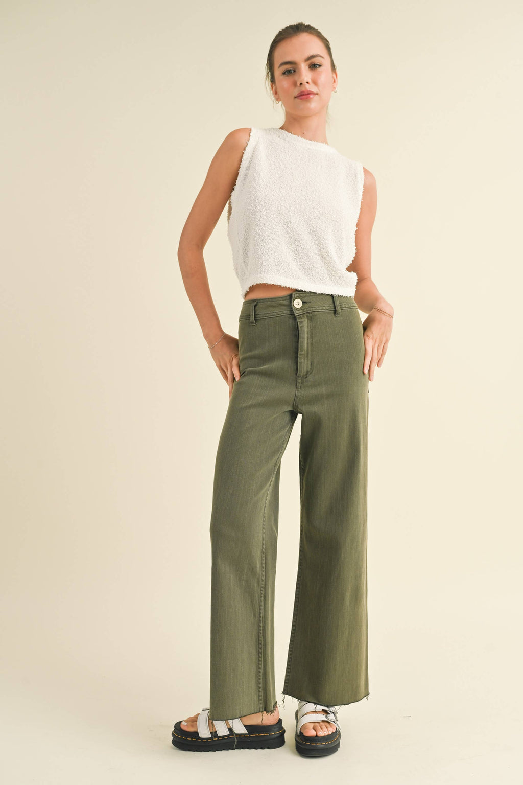 MMP623   STRAIGHT WIDE LEG DENIM PANTS