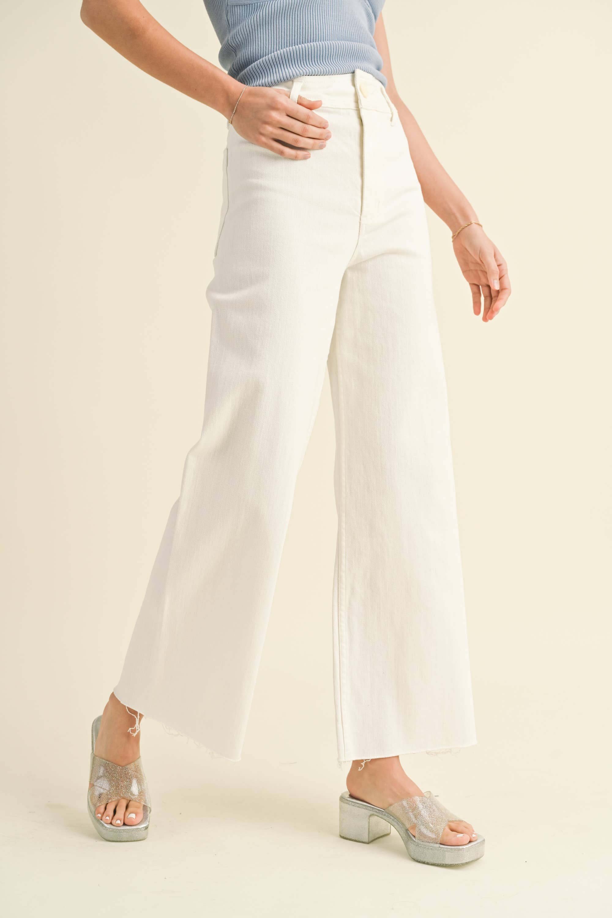 MMP623   STRAIGHT WIDE LEG DENIM PANTS