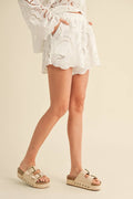 P4638ST   FLORAL EYELET PATTERN SHORTS