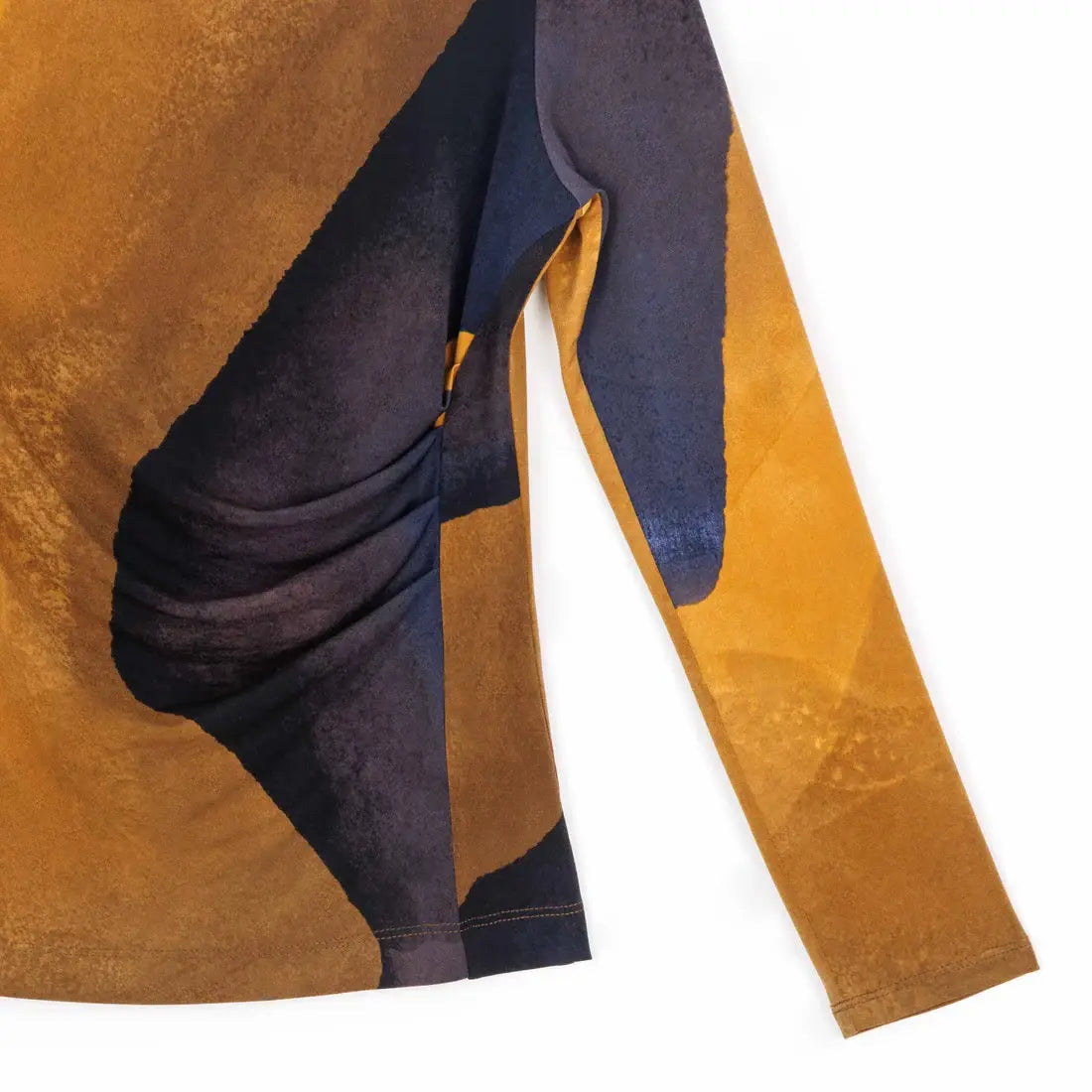 T411P1 - Draped Neck Side Ruched Top