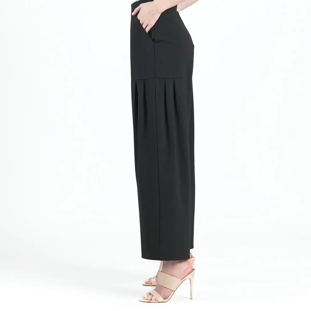 PT70RA - Rayon-Ponte Knit - Pleated Wide Leg Pocket Pant