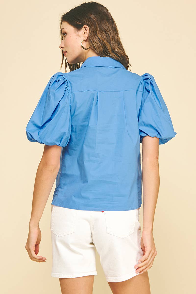 BUBBLE SLEEVE BLOUSE TOP - 5707TB
